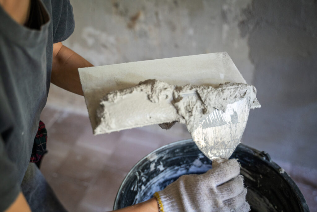 Repair works with plaster